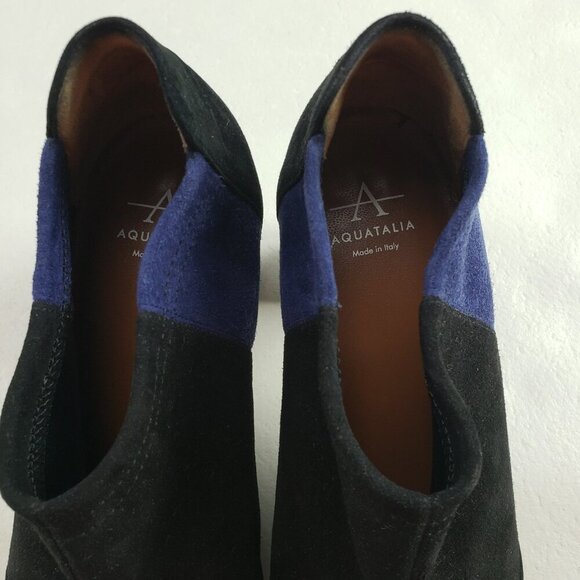 Aquatalia Vale Stretch Ankle Boot Womens 7.5 Black Suede Heeled Pull On Italy - Picture 13 of 15